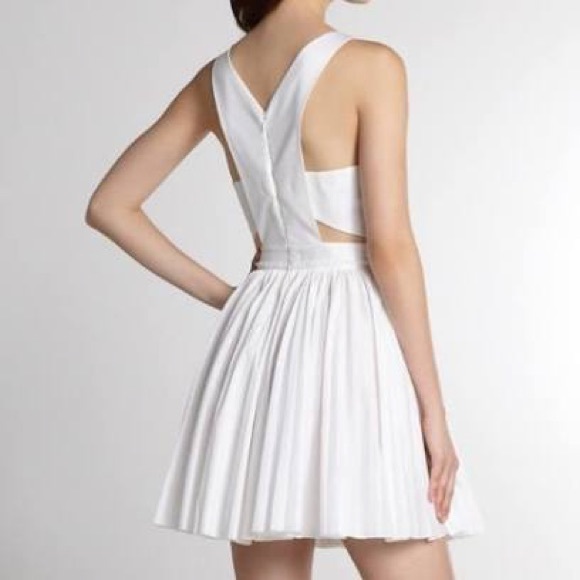 white pleated mini dress